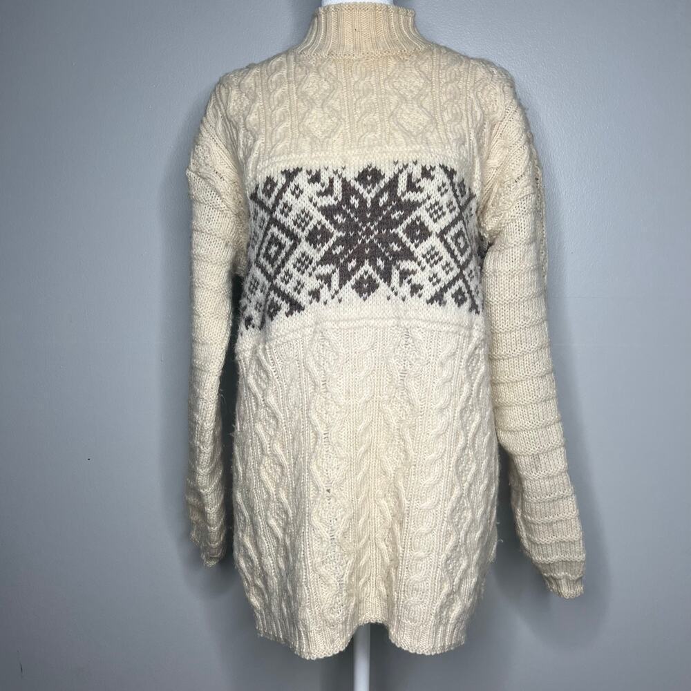 Vtg PAUL JAMES‎ Men's Size Small England 100% Wool Cable Knit Sweater Fisherman